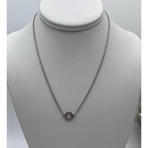 Coach  F99931 Circle Rhinestone Logo Silver Tone Metal Necklace‎